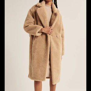 Abercrombie & Fitch dark grey long Teddy Jacket size S